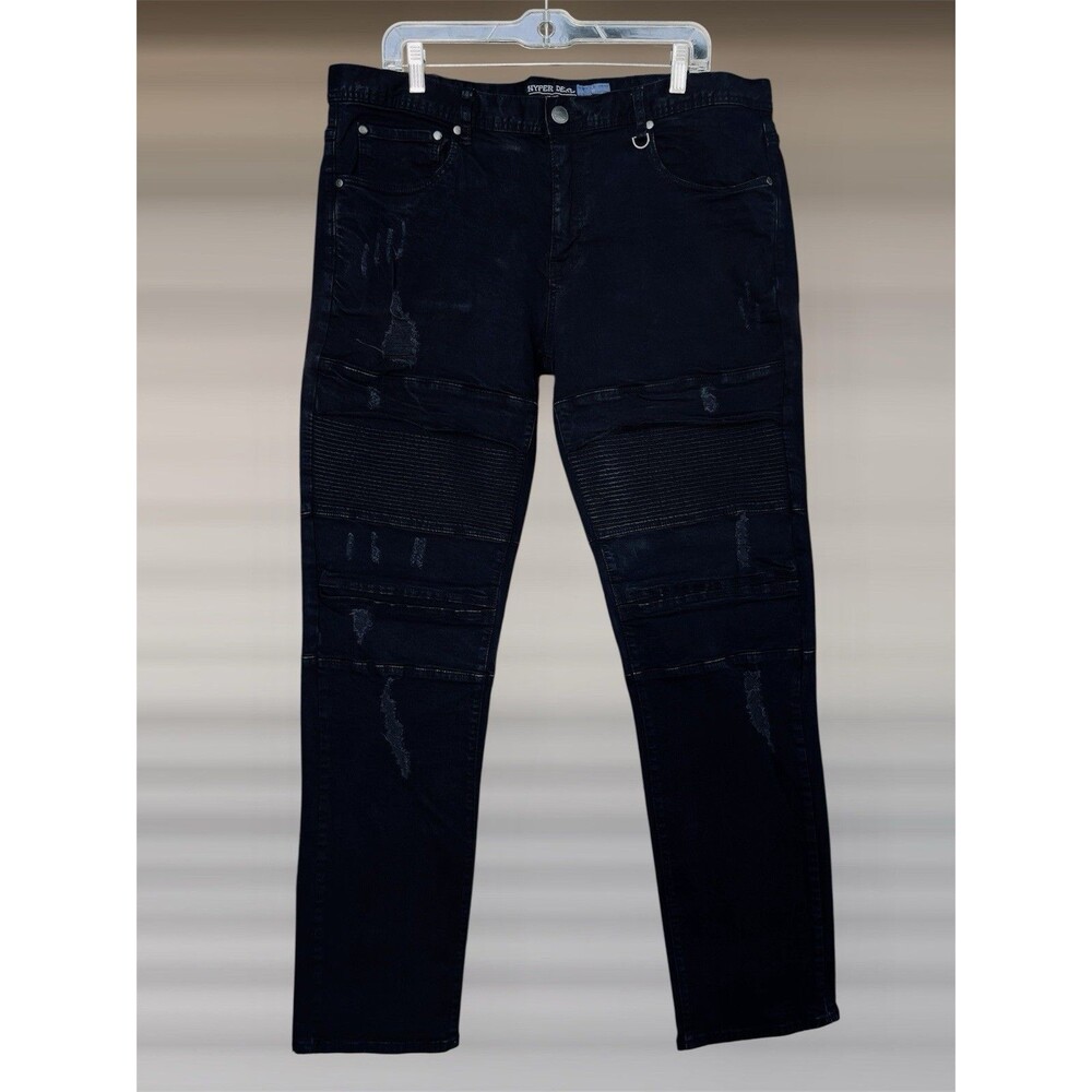 Hyper Denim Men’s 38x34 Black Slim Fit Biker Stretch Denim Jeans